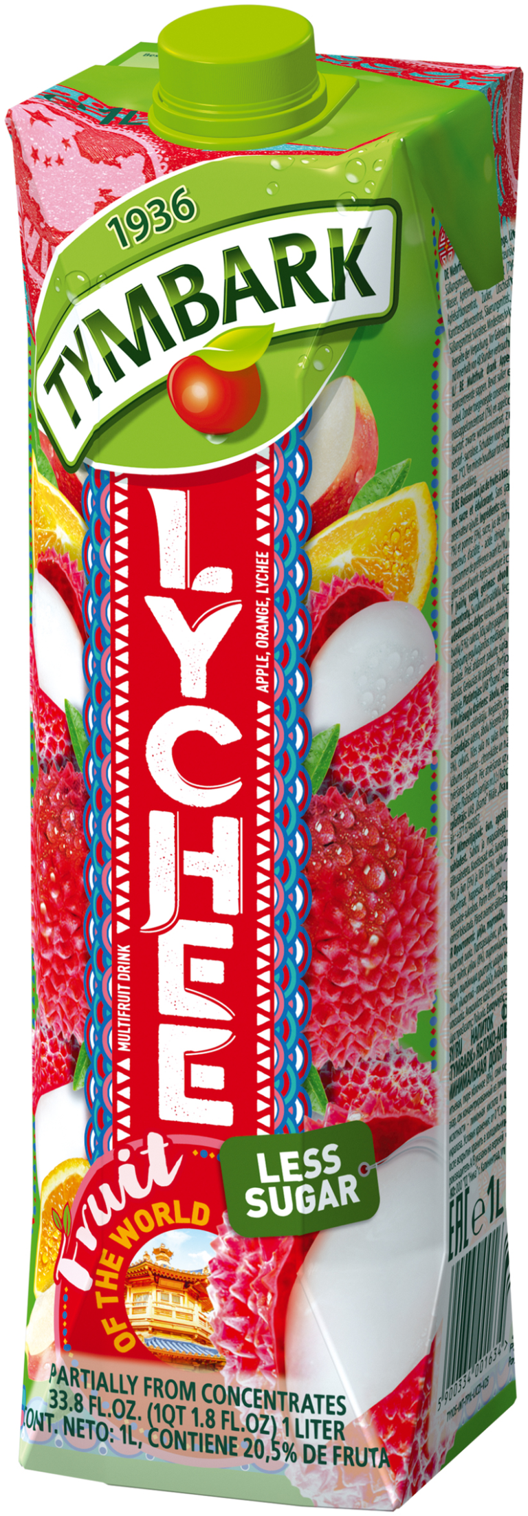 NAPOJ TYMBARK OWOCE SWIATA LYCHEE POMARANCZA JABKO 1L