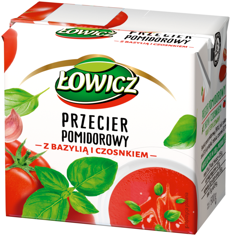 LOWICZ TOMATO PUREE WITH BASIL AND GARLIC 500G